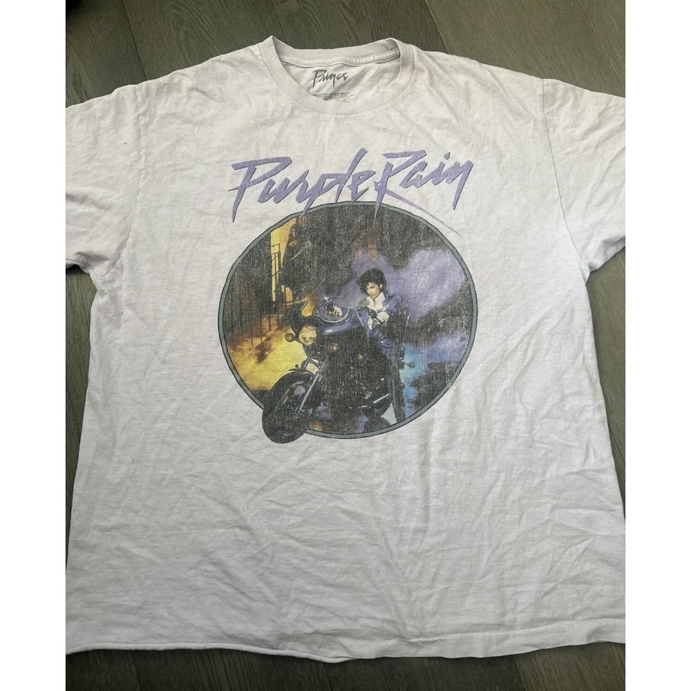 Prince Shirt Mens XL Light Purple Rain Graphic Tee‎ Music 80s Movie Bike Tour